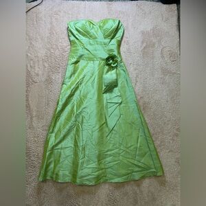 Jessica Strapless Lime Dress with Floral Accent